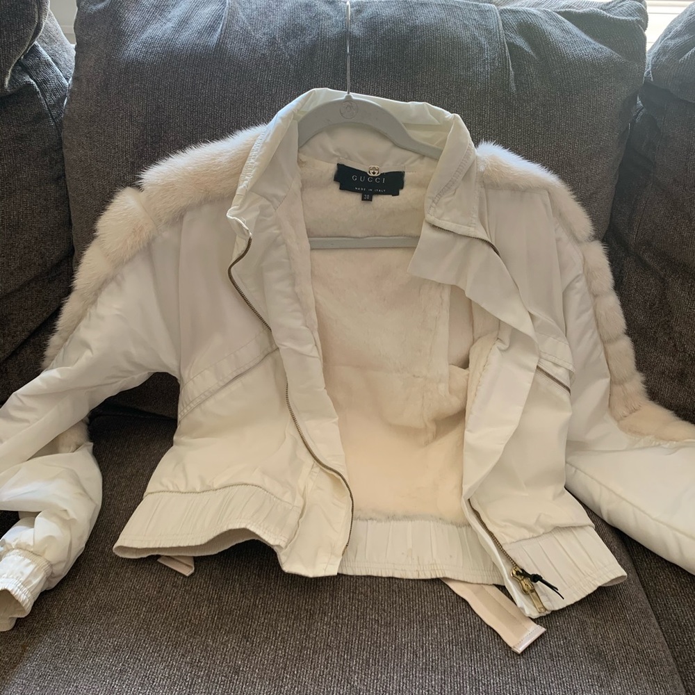 Gucci Fur Ivory Bomber Jacket